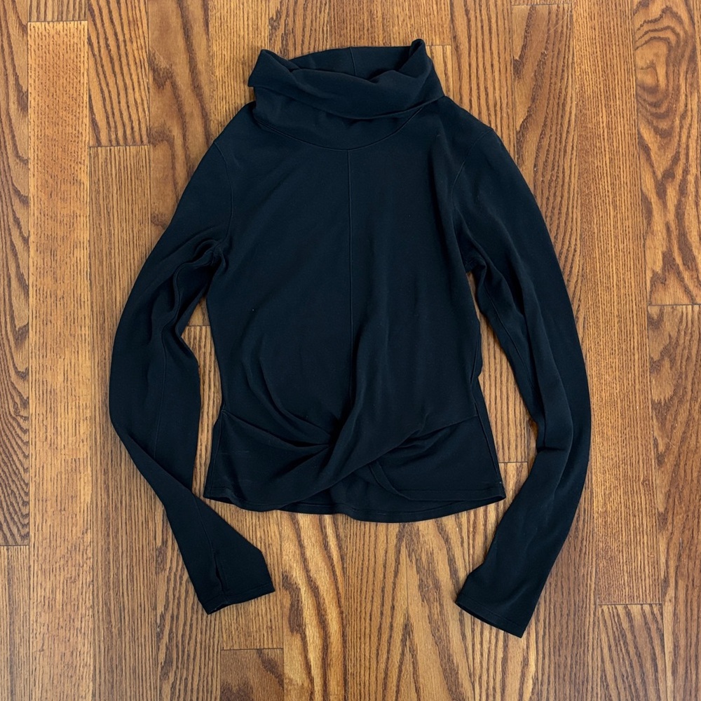 Lululemon Black Turtleneck twist front Top - Buttery soft Nulu Size 6